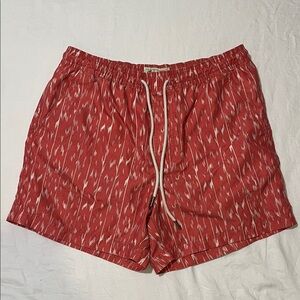 American Eagle Dark Orange and Cream Color Swim Trunks Men’s Size Small
